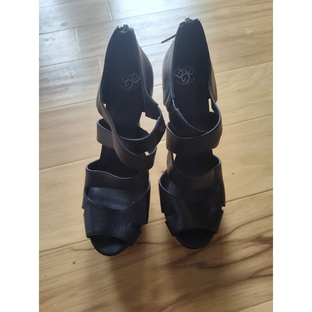 BCBG Black Strappy High Heels Size 9